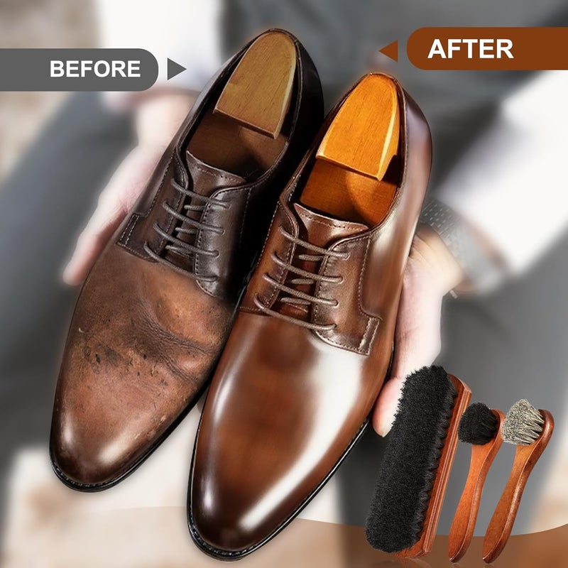 Pylevemv 4Pcs Shoe Brush, Premium Horse Hair Brush for Leather, Professional Shoe Polish Brush, Long-lasting Shoe Cleaning Brush, 100 Percent Horsehair Shoe Brush Shine Kit for Cleaning and Polishing - Image 5